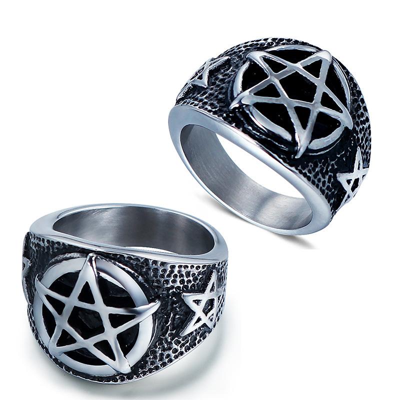 European and American Fashion Creative Five-pointed Titanium Steel Ring Men's Trend Vintage Casting Ring Jewelry 2026