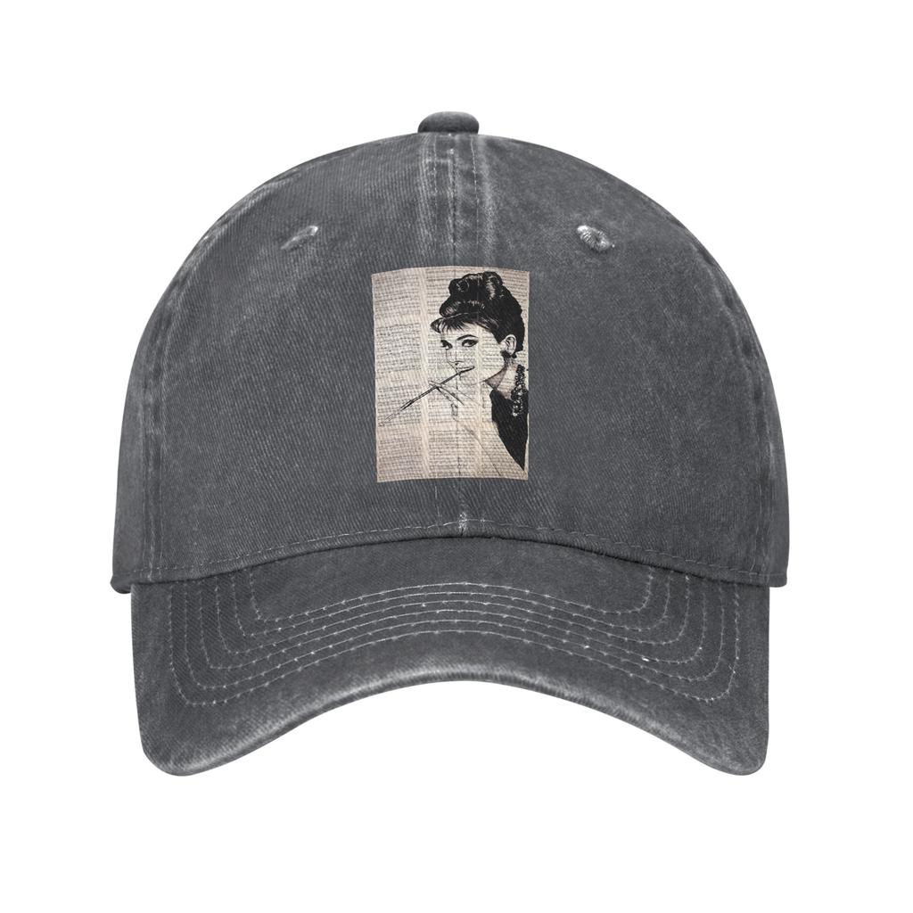 Audrey Hepburn Denim Fabric Cap Casual Baseball Caps Adjustable Hat Summer Unisex Baseball Hats