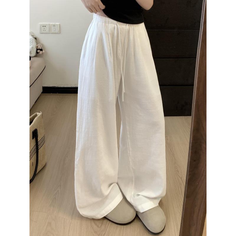 

Women s Linen Pants 2026: Lightweight, Loose, Breathable, Old Money Style, Straight-Leg, Wide-Leg, Casual for Summer. Medium белый