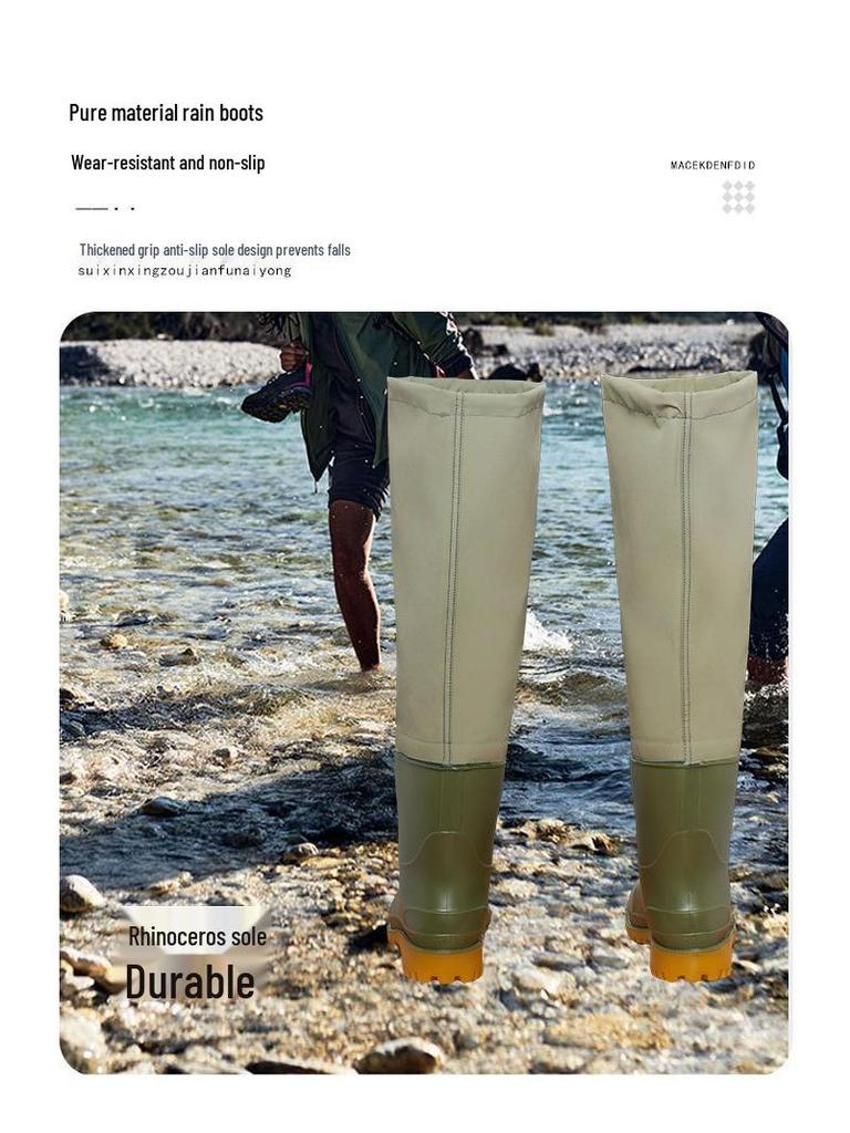 Αδιάβροχες Δερμάτινες Γαλότσες Ολόσωμες με Χοντρή Ψηλή Κορυφή για Ιππασία