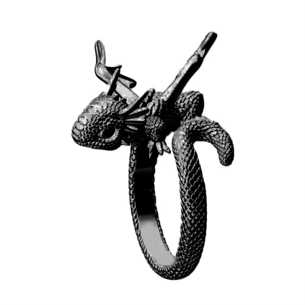 Adjustable Dragon Opening Rings Personality Animal Finger Rings Flying Dragon Ring  Women Man