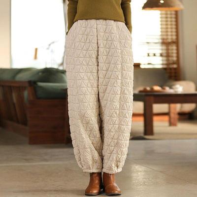 Quilted Thickened Women Bloomers Loose Elastic Quilted Cotton Trousers Winter Solid Color Casual Pants