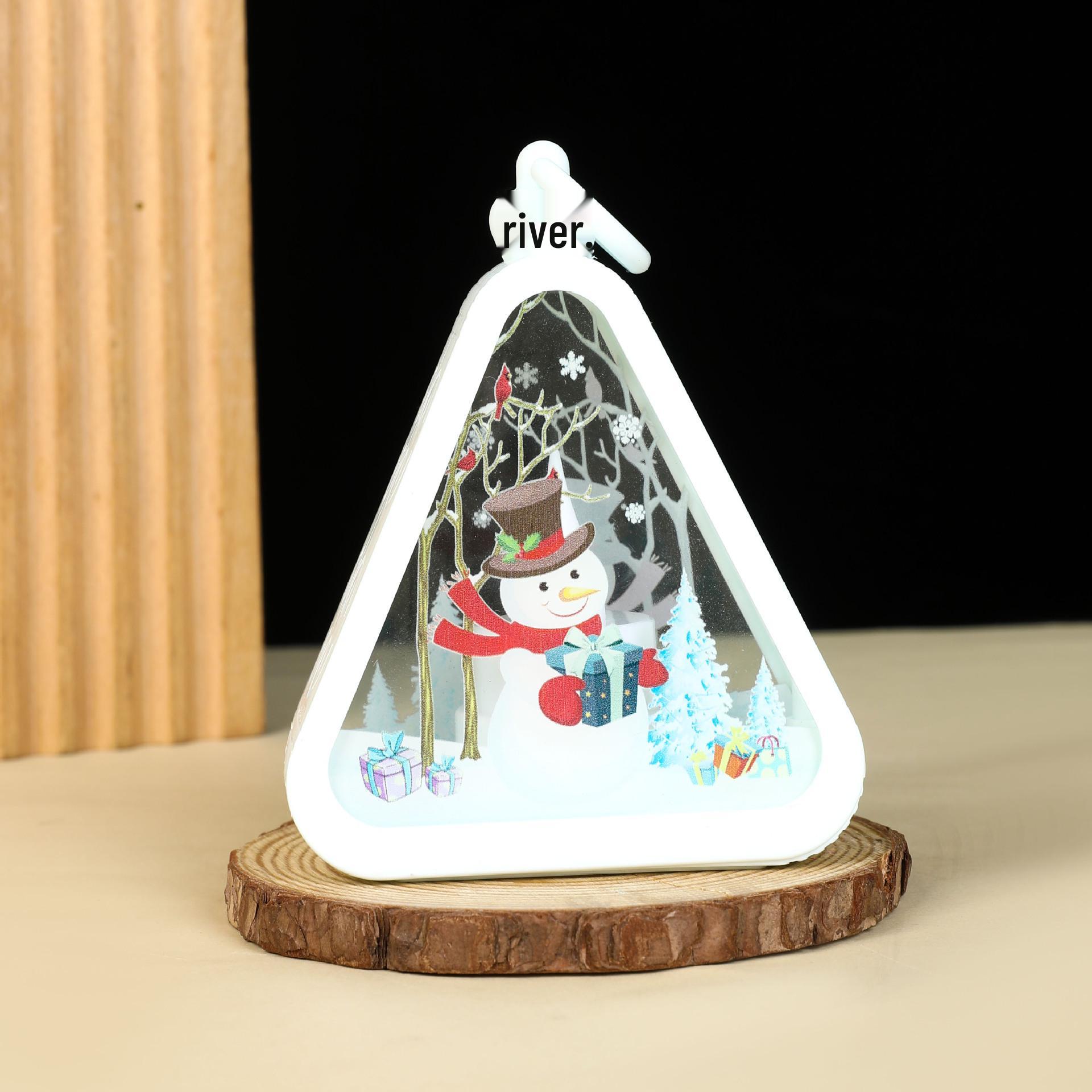 Retro Christmas Candle Lantern Night Light Ornament - Luminous Pendant for Window or Desktop