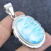 Natural Larimar Gemstone Handmade 925 Sterling Silver Jewelry Pendant 2.05" E4R53