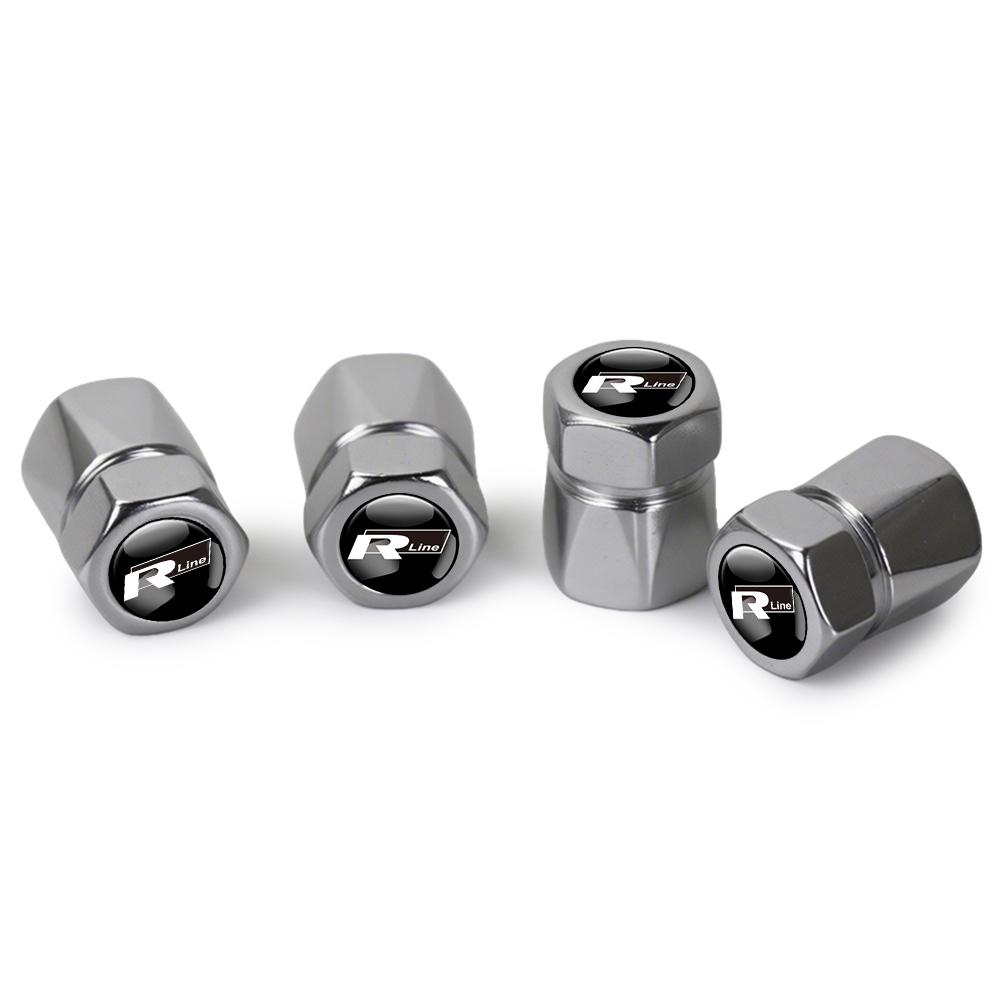 4PCS Car Styling 3D Aluminum Metal Car Wheel Tire Air Valve Caps Cover Valve Cap For VW Rline Passat M161 Tiguan GTI Golf GTD Bora B6