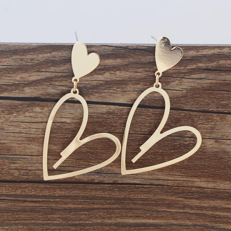 

2024 New Trendy Heart Pendants Women s Hanging Earrings Double-layers Love Heart Dangle Earrings Lovely Bohemian Ear Zircon