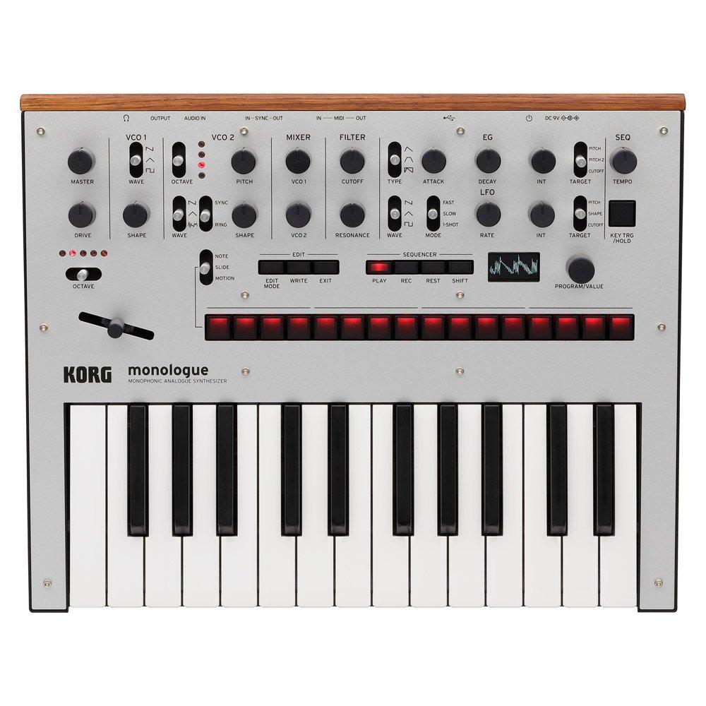 KORG Monophonic Analog Synthesizer Monologue SV Monologue Silver 25 Keys 16 Step Sequencer with Oscilloscope Battery Powered Lightweight Lightweight