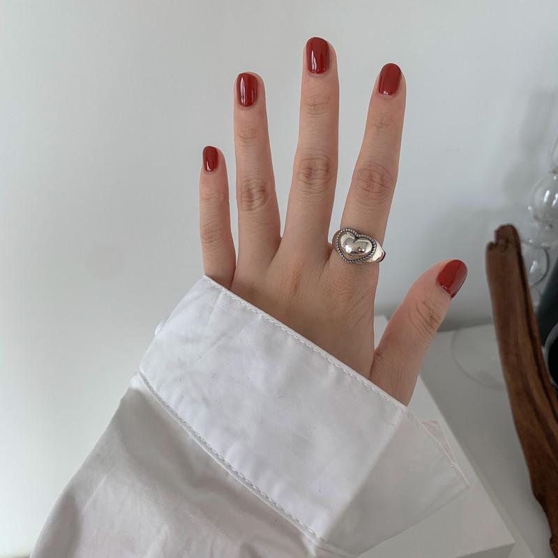 Korean Style Retro Heart Ring for Women - Sweet, Commuting Index Finger Jewelry Adjustable Open Size