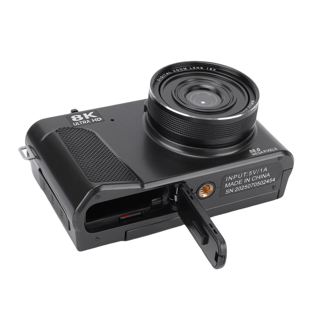 88MP 8K Camera 18X Zoom Autofocus 3 Inch 180 degrees  Flip Screen Dual Battery WiFi Mirrorless Camera with Lens Cap