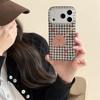 Custom Black Plaid Bunny Illustration Phone Case for iPhone 17/16 Pro Max/15/14