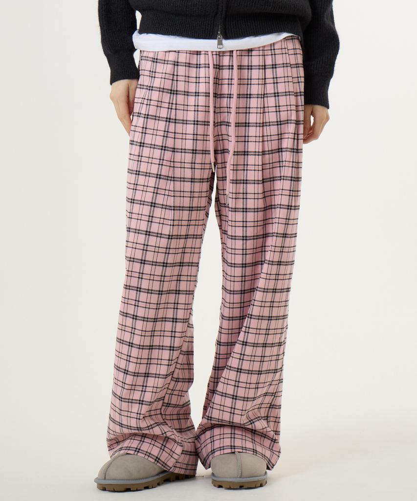 UNBEKANNTER PLANET Check Elastische Taille Hose Rosa