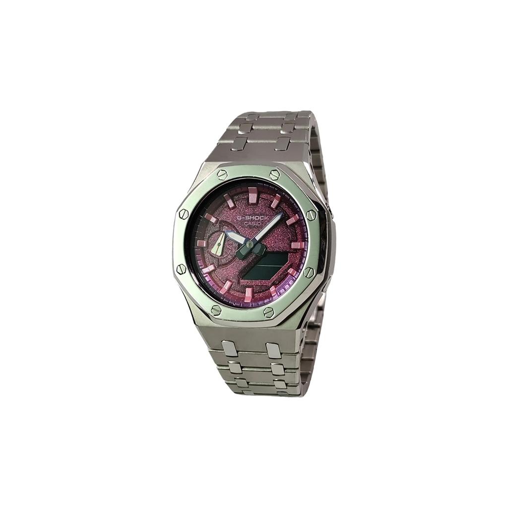 Casio Custom Collection GA2100 Quartz Movement Stainless Steel Strap Watch Men's Watches GA-2100SKE-7A(Watch3--)
