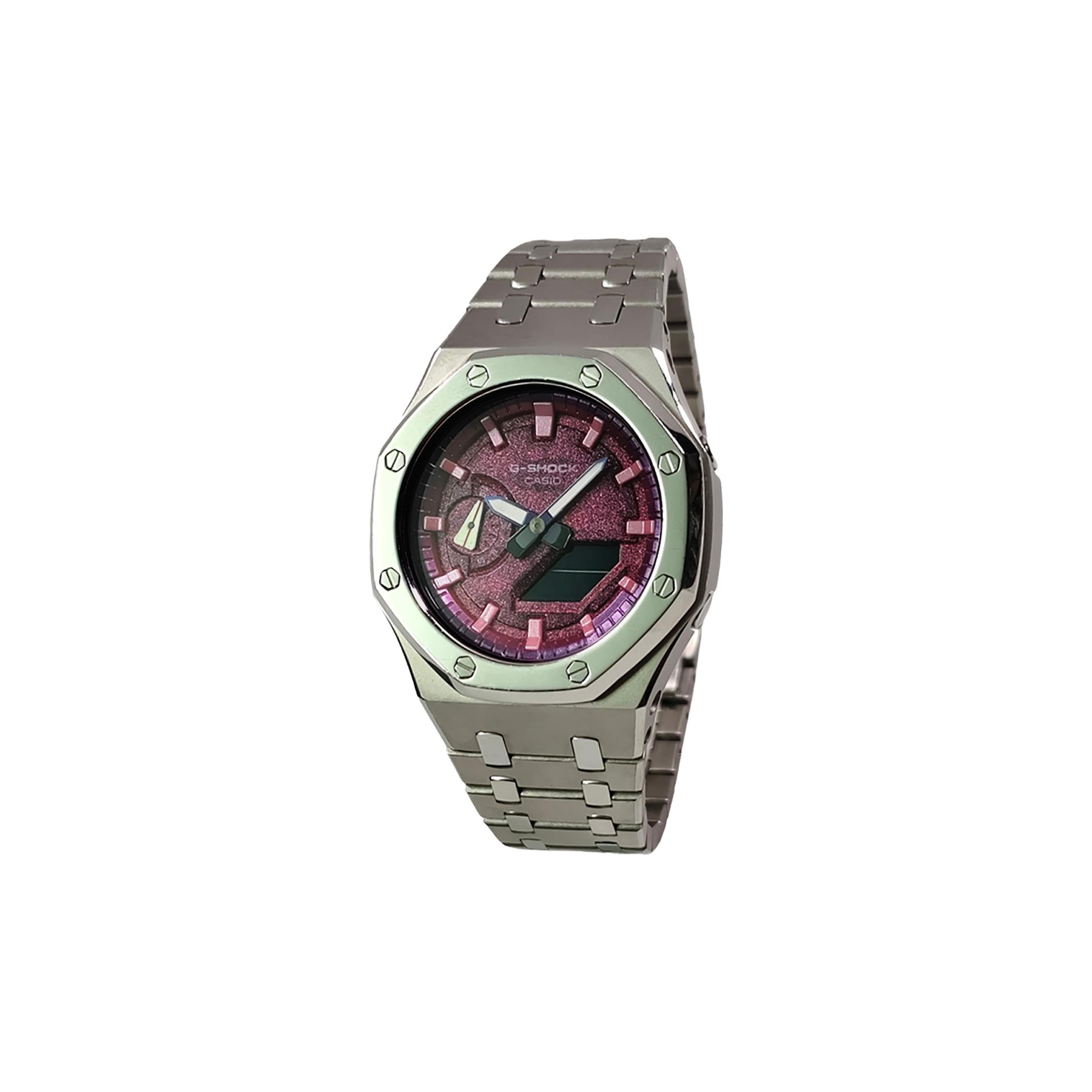 

CASIO Custom Collection GA2100 Quartz Movement Stainless Steel Strap Watch Men s Watches GA-2100SKE-7A(Watch3--) Silver Strap