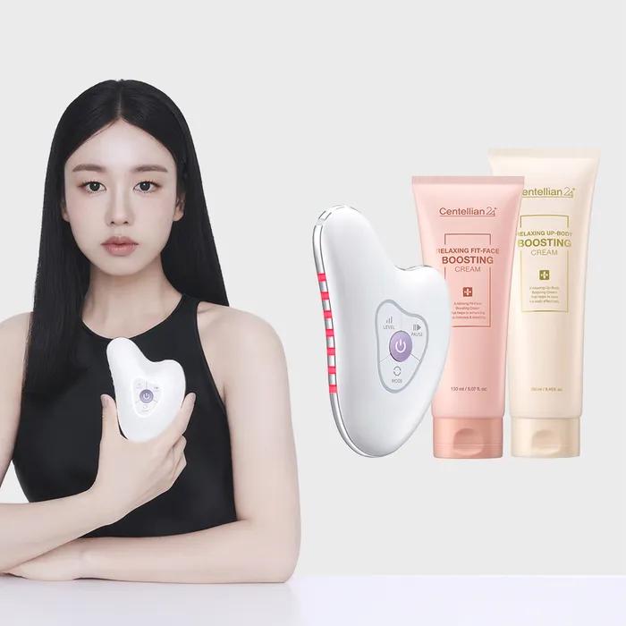 CENTELLIAN24 Madeca Prime Ritual White Pearl High Frequency Galvanic Guasha Massager + Face Cream 150ml + Body Cream 250ml