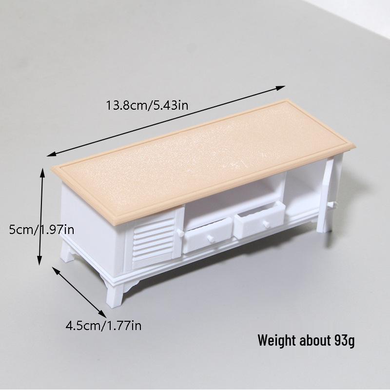 Miniature Dollhouse Furniture Set: TV Cabinet & Coffee Table Ornaments