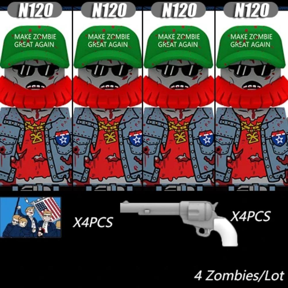 MOC Halloweenské Zombie Figurky Stavební Kostky Dvojitá Hlava Křivý Krk Příslušenství Kostky Hračky Dětský Dárek