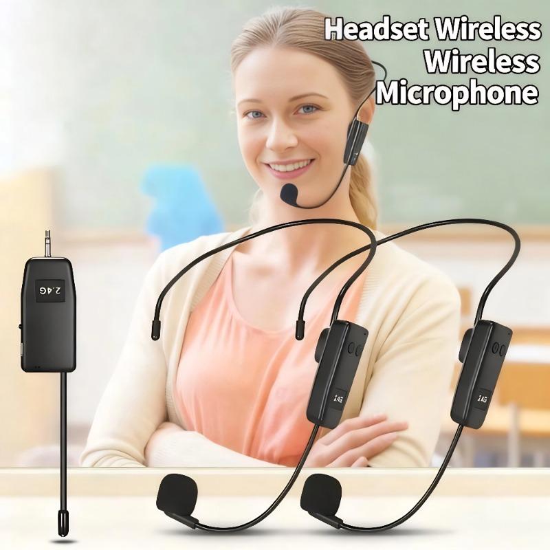 Headset Wireless Microphone 2.4G UHF Wireless Head-Mounted Microphone Set Transmitter with Receiver for Voice Speaker Tour Guide Amplifier