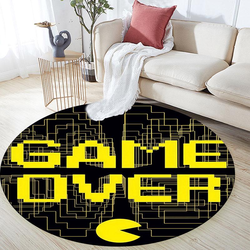 Pac‑Man Pattern Round rug,Carpet Rug for Living Room Bedroom Playroom ,Non-slip Floor Mat,Holiday Gifts and Birthday Gifts.