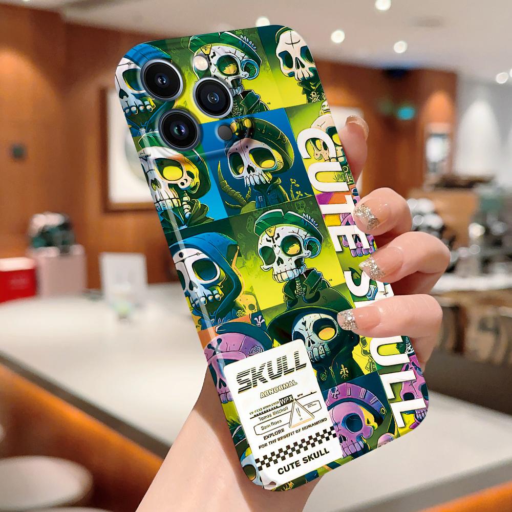 For iPhone 16 Samsung S23 S22 A23 A52 A33 A73 A53 Huawei Honor Xiaomi Redmi OPPO Vivo Full Camera Protection Cartoon Cool Skull Design Hard Phone Case