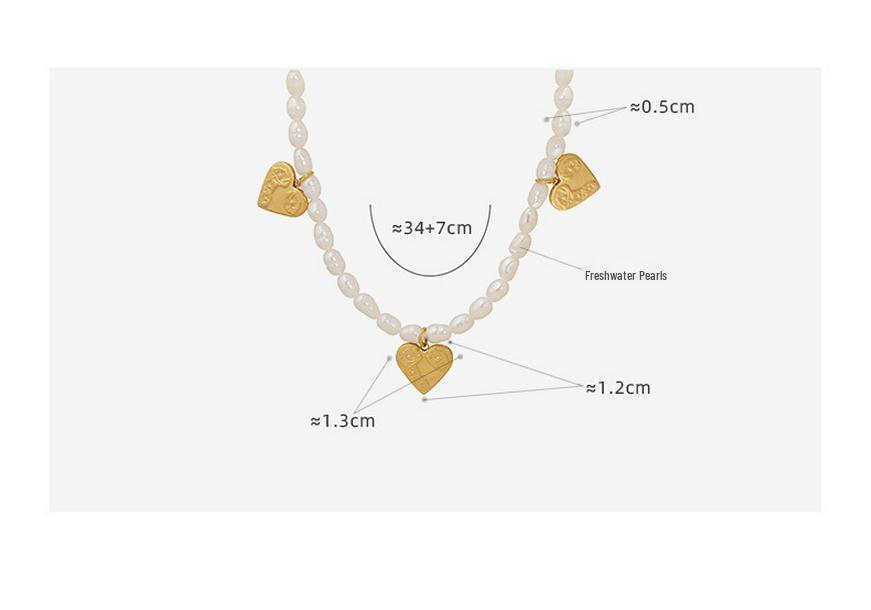 Retro Luxury Freshwater Pearl Necklace with Gold-Plated Titanium Steel Peach Heart Pendant