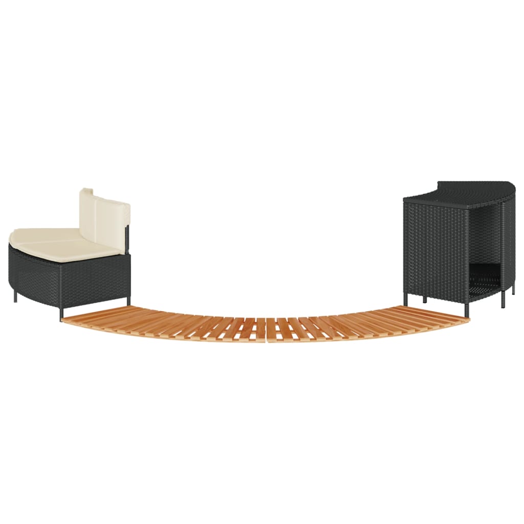 Vidaxl Pool-/Spa-Umrandung, Schwarzer Polyrattan und Massives Akazienholz