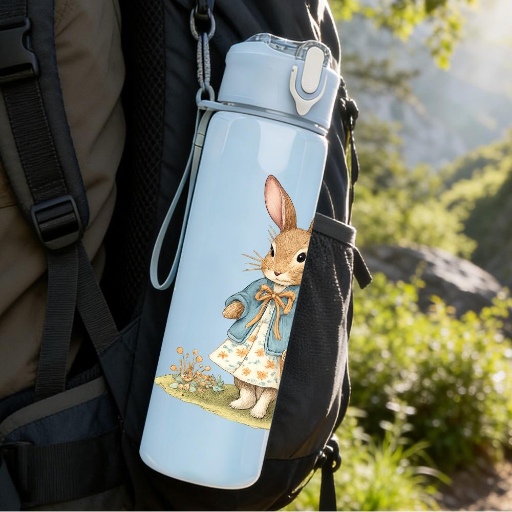 1PC Basket Easter Bunny 750ml Color Plastic Sports Water Bottle Leakproof Flip Straw Lid Suitable for Sports Office Home Use
