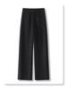 Women's 2024 Apricot Wool Blend High-Waisted Straight-Leg Cropped Pants - Casual, Loose, and Slimming for Autumn/Winter.