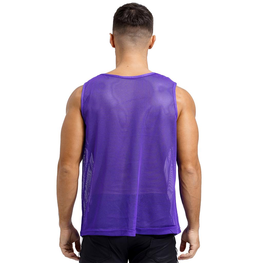 Gilet d'entraînement en maille ajourée pour homme Sport d'équipe Col rond Sans manches Débardeur Musculation Clubwear Tenue de plage
