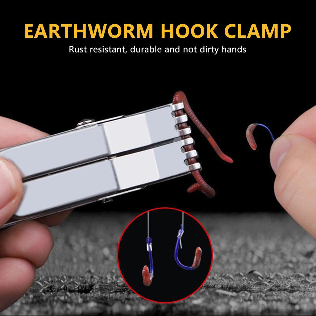 Fishing Bait Clip Tools Stainless Steel Earthworm Lure Catching Tools for Live Bait Worms Red Worm Hook Bait Clips