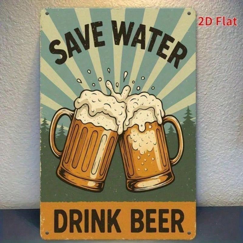 Save Water Drink Beer Vintage Metal Wall Poster for Bar