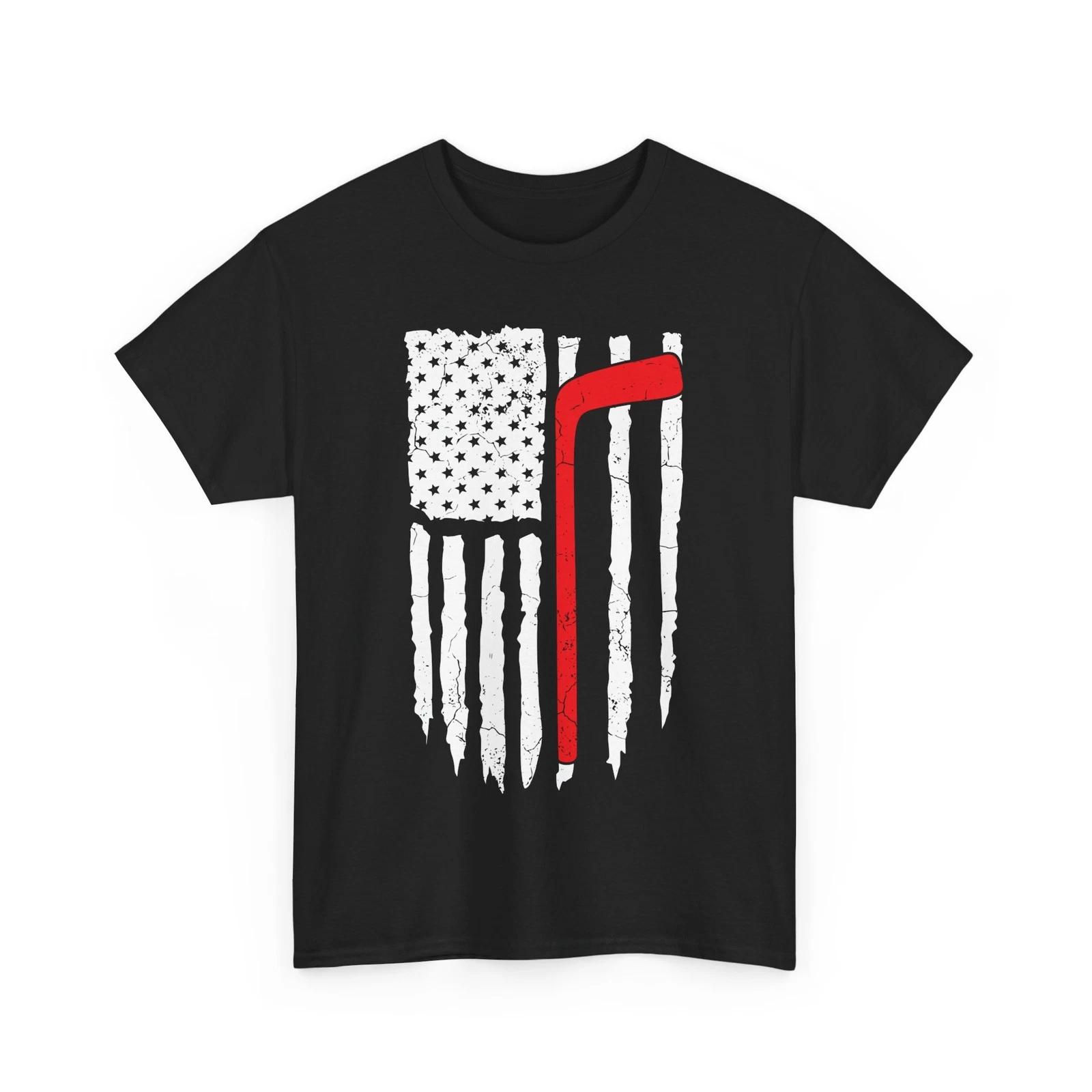 Hockey Shirt, Ice Hockey Stick American Flag Shirt, Winters Sports Lovers Tee 3XL
