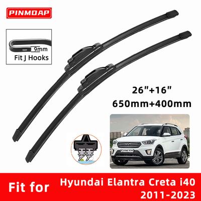 Car Wipers Double Rubber for Hyundai Creta Elantra I30 I40 2011-2023 Front Brushes Cutter Automobiles Parts Accessories Windscreen Wipers Wear Parts