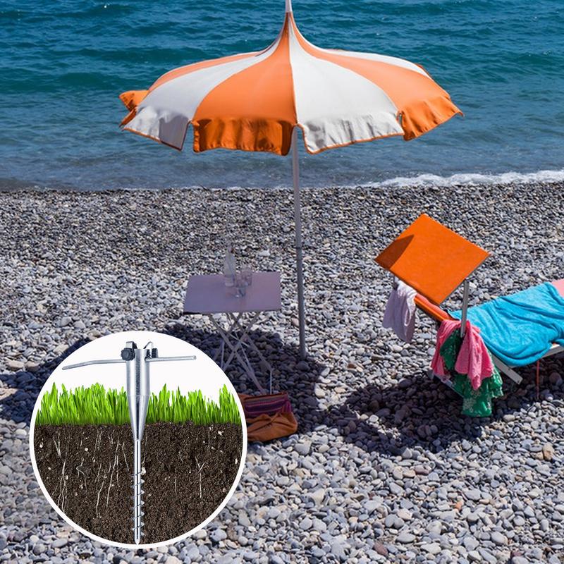Outdoor Umbrella Base Metal Beach Umbrella Holder In Ground Parasol Mount Heavy Duty For Outdoor Picnic Backyard Beach Lawn