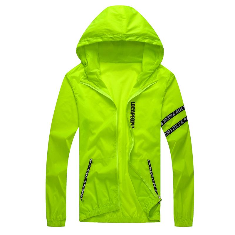Men's Lettered Striped Summer Lightweight Sun Jacket Hooded Casual Jacket Outdoor Windproof Fishing Jacket