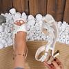 Fashion Women's Rhinestones Mesh High Heel Sandals Summer New Fashion Peep Toe Buckle Strap Slingback Shoes Sandalias Mujer Size 35-42