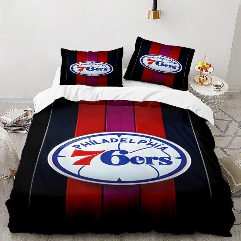 76ers Basketball Team Bedding Set 3pcs, High Quality Bedding Set Including 1pc Duvet Cover And 2pcs Pillowcases for Bedroom, Dormitory Gift