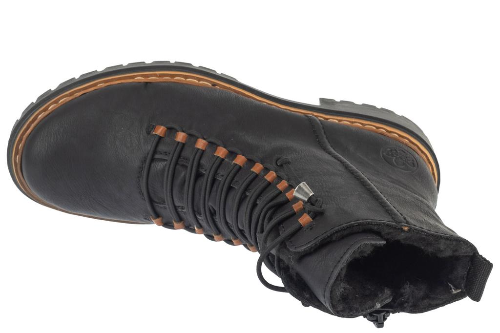 RIEKER Booties, Womens Black Lace-up Shoes