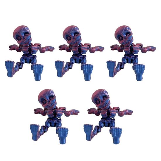 5Pcs/Set Human Skeleton Ornament Mini Halloween Skeleton Figurine with Movable Joints Poseable Articulated Skeleton Decoration