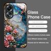 White Camellia Flower Marble Texture Tempered Glass Phone Case for OPPO Realme 13 Pro Plus 12 11 10 9i C55 X7 GT Neo 2 3T Cover
