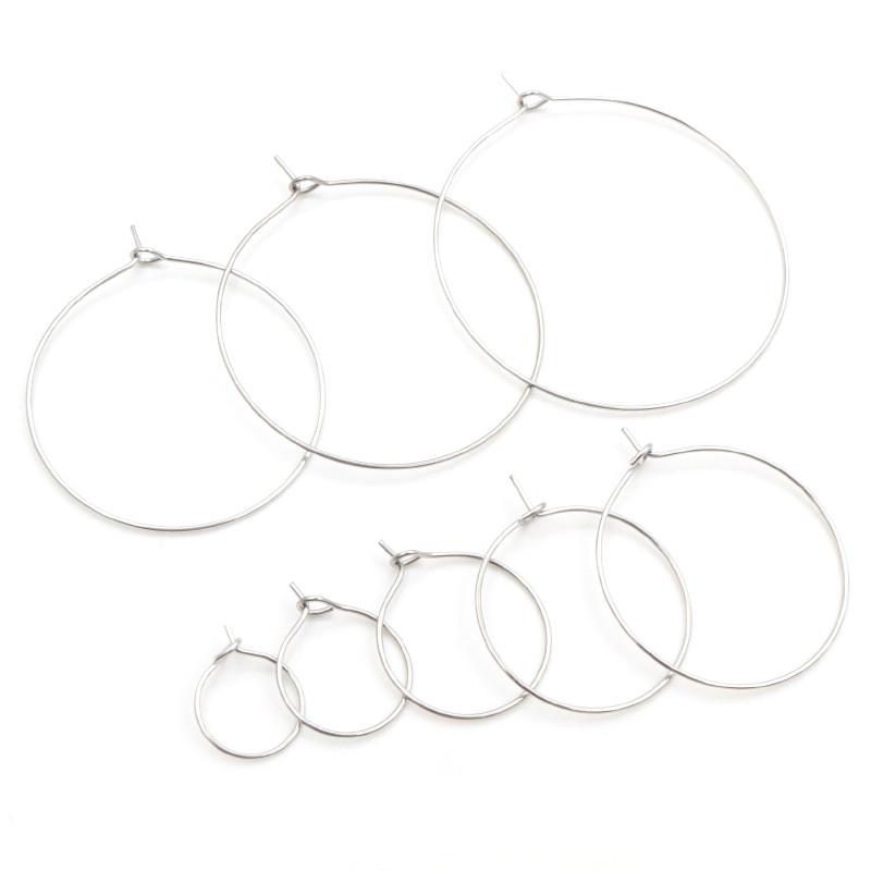 50pcs 12 15 20 25 30 35 40mm 316 Stainless Steel Gold Plated Hoops Earrings Big Circle Ear Wire Hoops Earrings Wires Findings