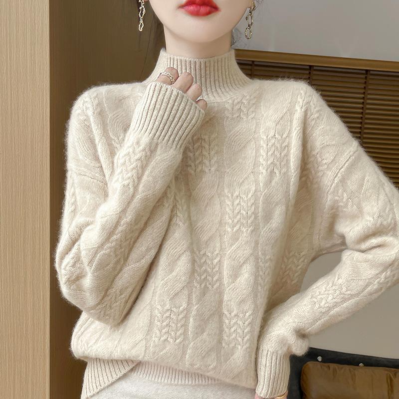 Women's Cashmere Sweater Qinghe Cashmere 30% Cashmere 70% Wool Autumn and Winter Pullover Warm and Fashionable