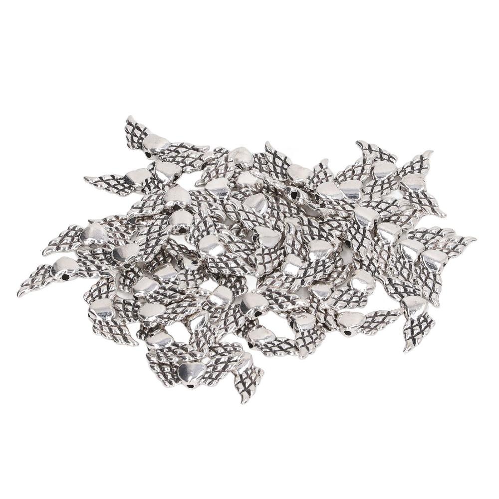 100pcs Zinc Alloy Angel Wing Beads Silver Fairy Wing Charm Beads Wing Charm Beads  DIY Craft