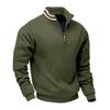 Men's Solid-color Casual Fleece Hoodie, Men's Loose Stand-up Collar Semi-zipper Casual Sport Pullover Hoodie