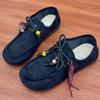 Spring Autumn New Style Old Beijing Cloth Shoes Women Single Shoes Retro Bohemian Slip-On Lazy Bean Shoes round Toe Rubber Sole