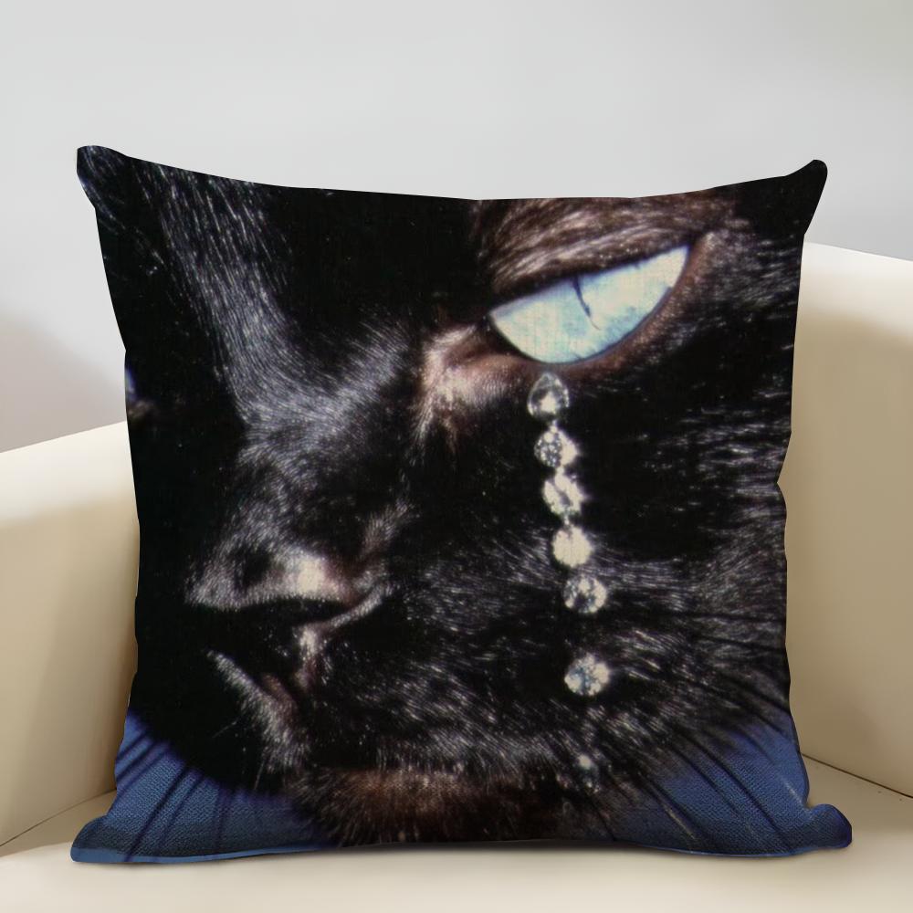 Wild Cats Cushion Cover Household Decoration Linen Sofa Cushion Cover: Skin-Friendly & Breathable with Invisible Zipper
