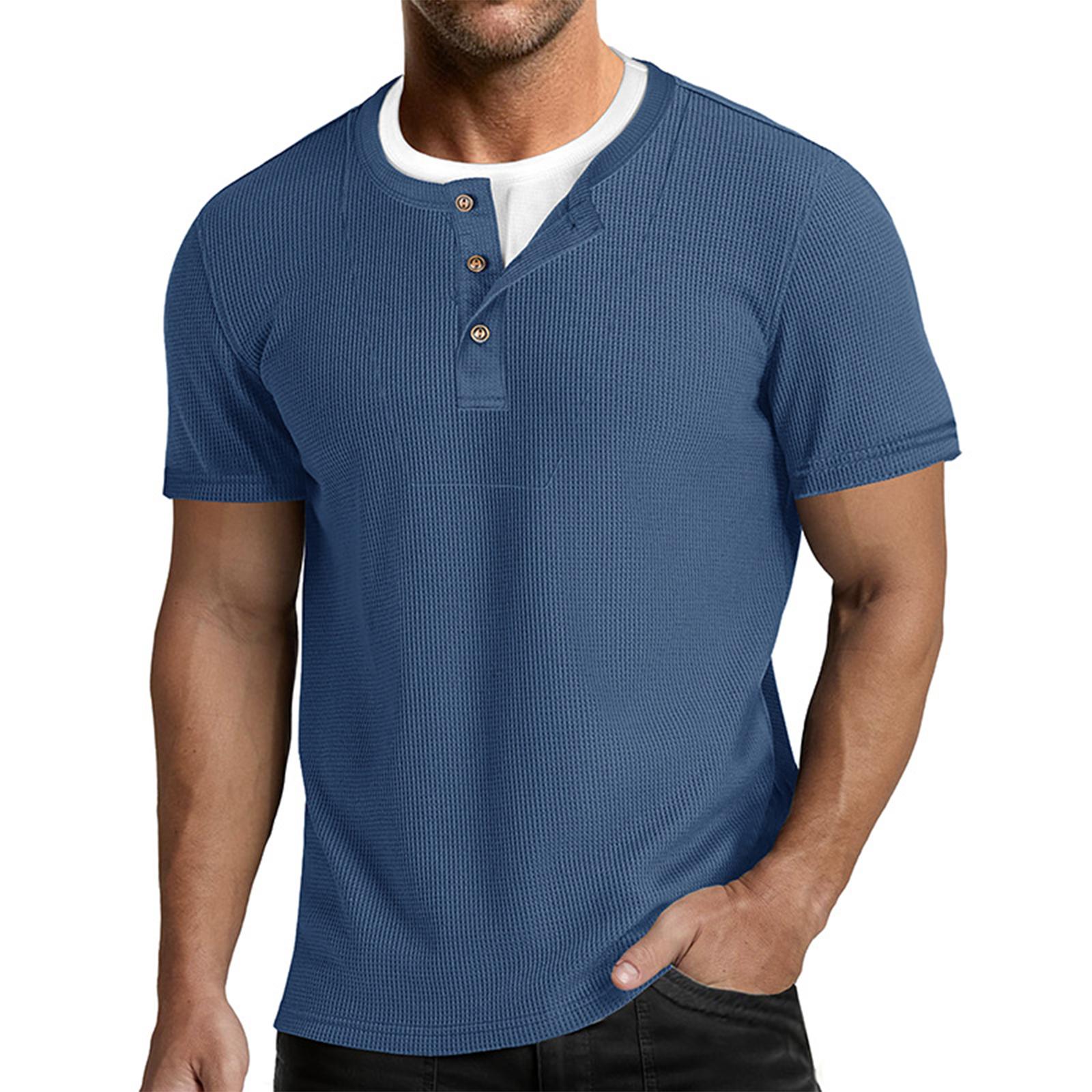 Men S Fashionable T,Shirt, Street Casual Short Sleeved Clothing L синий