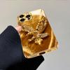 Luxurious Gold Eagle Patterned Electroplated Glass Phone Case Suitable for iPhone 17 16 15 14 13 12 11 Pro Max Plus Anti Drop