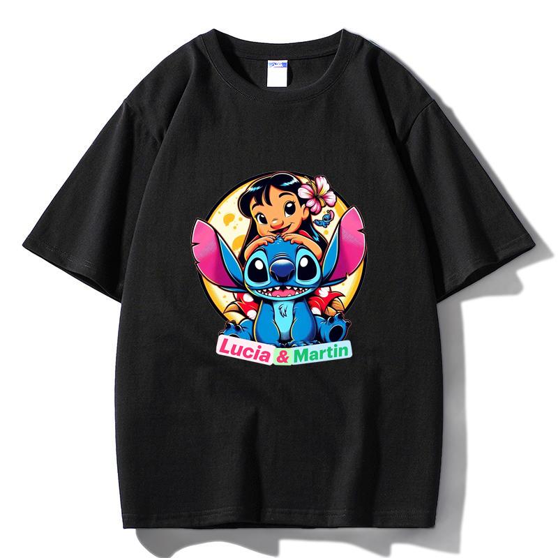 

M21 MINISO 2026 Summer Men Women Print Oversized T-shirt Casual Cotton Tee XS чёрный