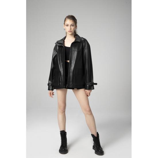 Paltoane de damă Wm042 Îmbrăcăminte ocazională Paltoane de damă din piele naturală