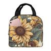 Golden Sunflower Cluster Vintage Botanical Drawing Insulated Lunch Bag for Women Office Cooler Thermal Food Box Tote Lunch Boxes